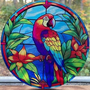 Suncatcher Acrylic Parrot Colourful Bird Window Decoration Home Decor